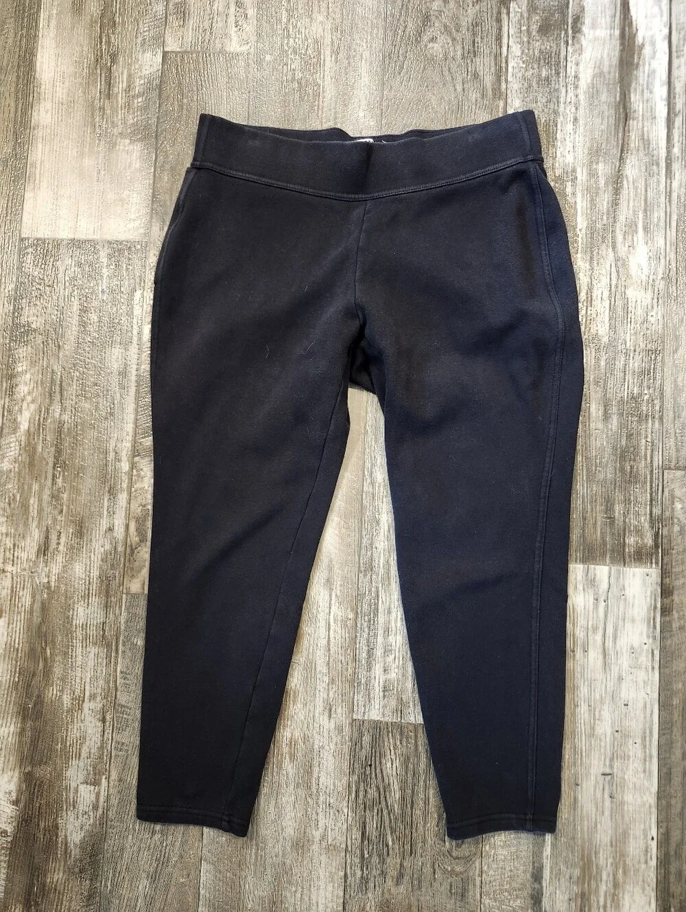 Lands’ End Serious Sweats Black Pull-On Pants Large Petite 14-16